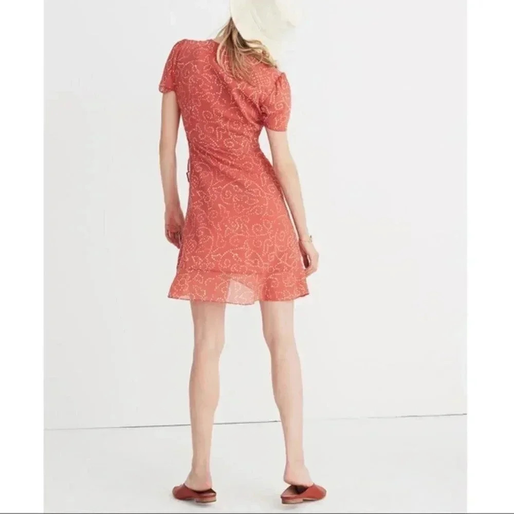 Madewell Posy Ruffle V Neck Mini Dress Twisted Vines - Picture 2 of 11